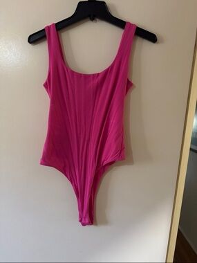 naked wardrobe Hot Pink Scoop Neck Bodysuit